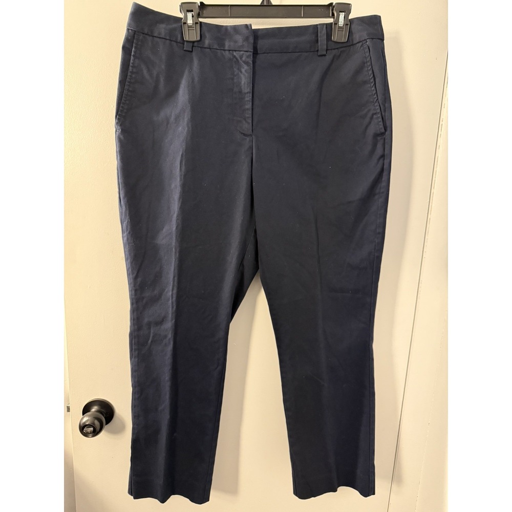 Lands' End Womens Navy Blue Mid Rise Straight Leg Chino Pants Size 12